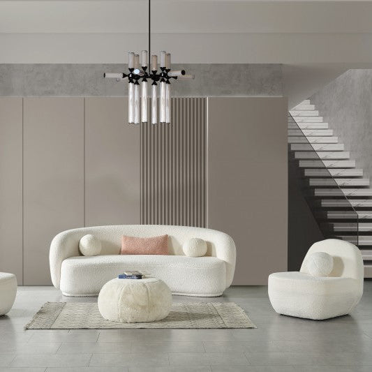 Canapea bouclé Diamond cu design modern, tapițerie texturată premium, ideală pentru living elegant