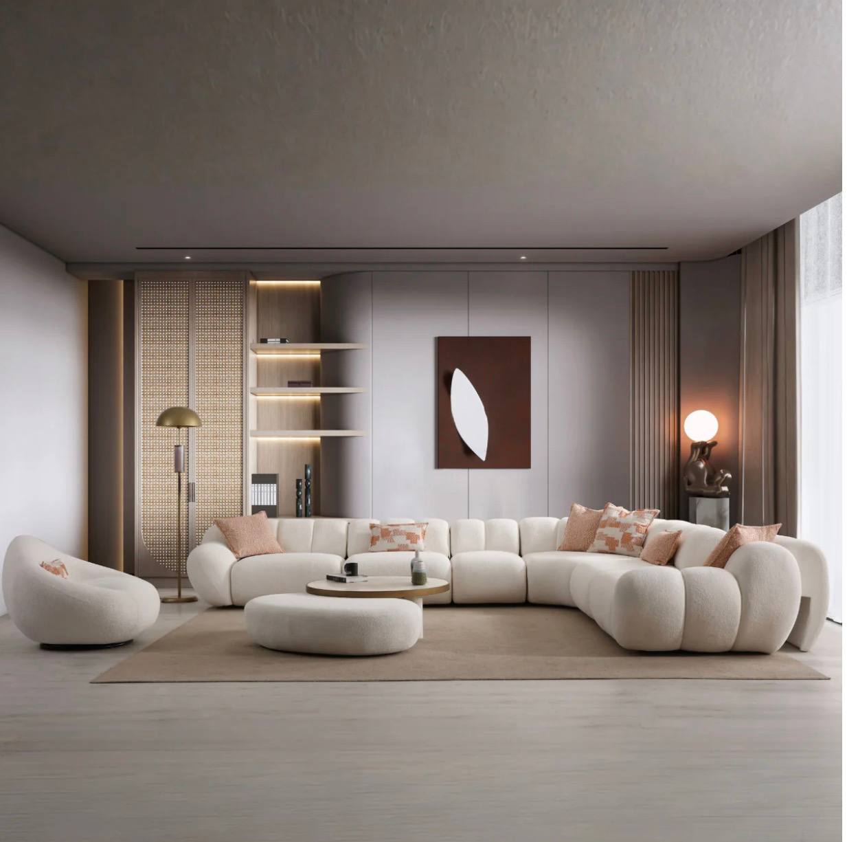 Canapea modulara boucle Molivo pentru living modern