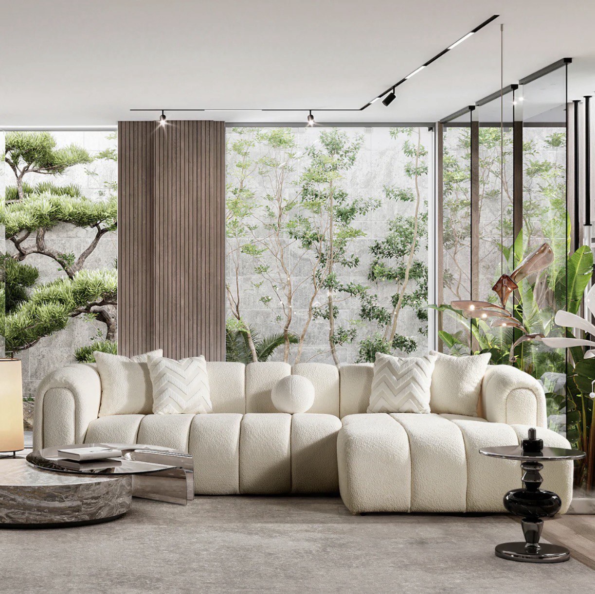 Colțar modern bouclé LONDON pentru living contemporan