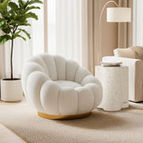 Fotoliu rotativ din material boucle, confort superior și design contemporan