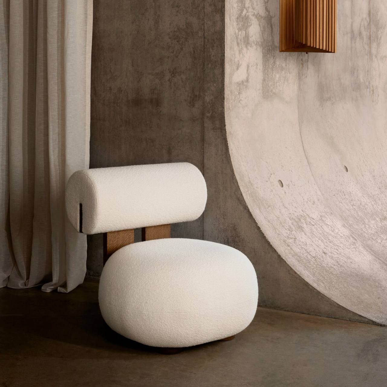 Fotoliu Nor boucle cu design organic, tapiterie texturata premium si forma rotunjita