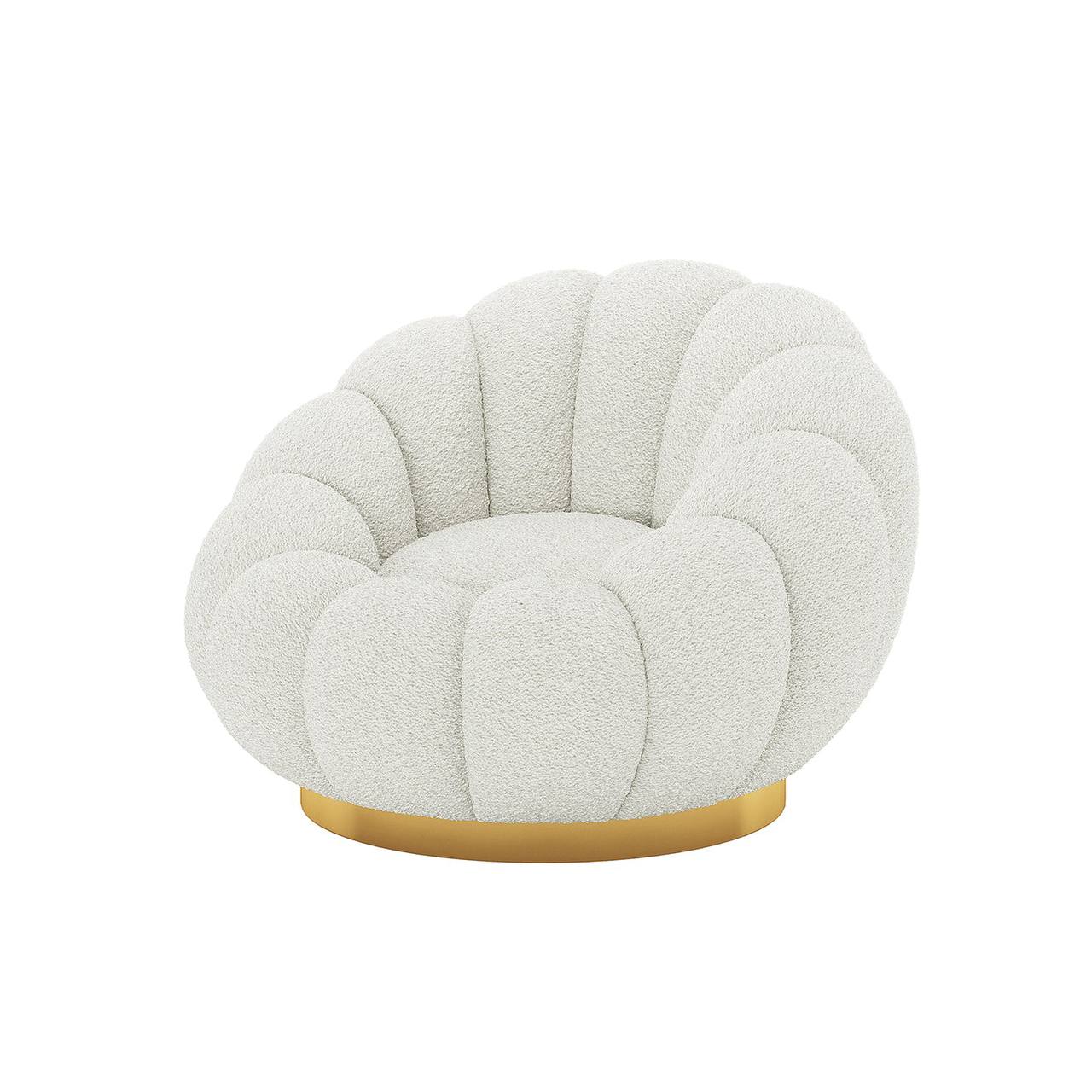 Fotoliu rotativ din material bouclé, confort superior și design contemporan