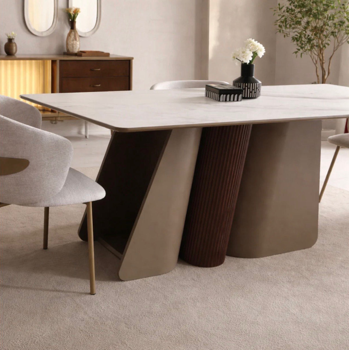 Masă de dining modernă COLȚ cu design organic contemporan