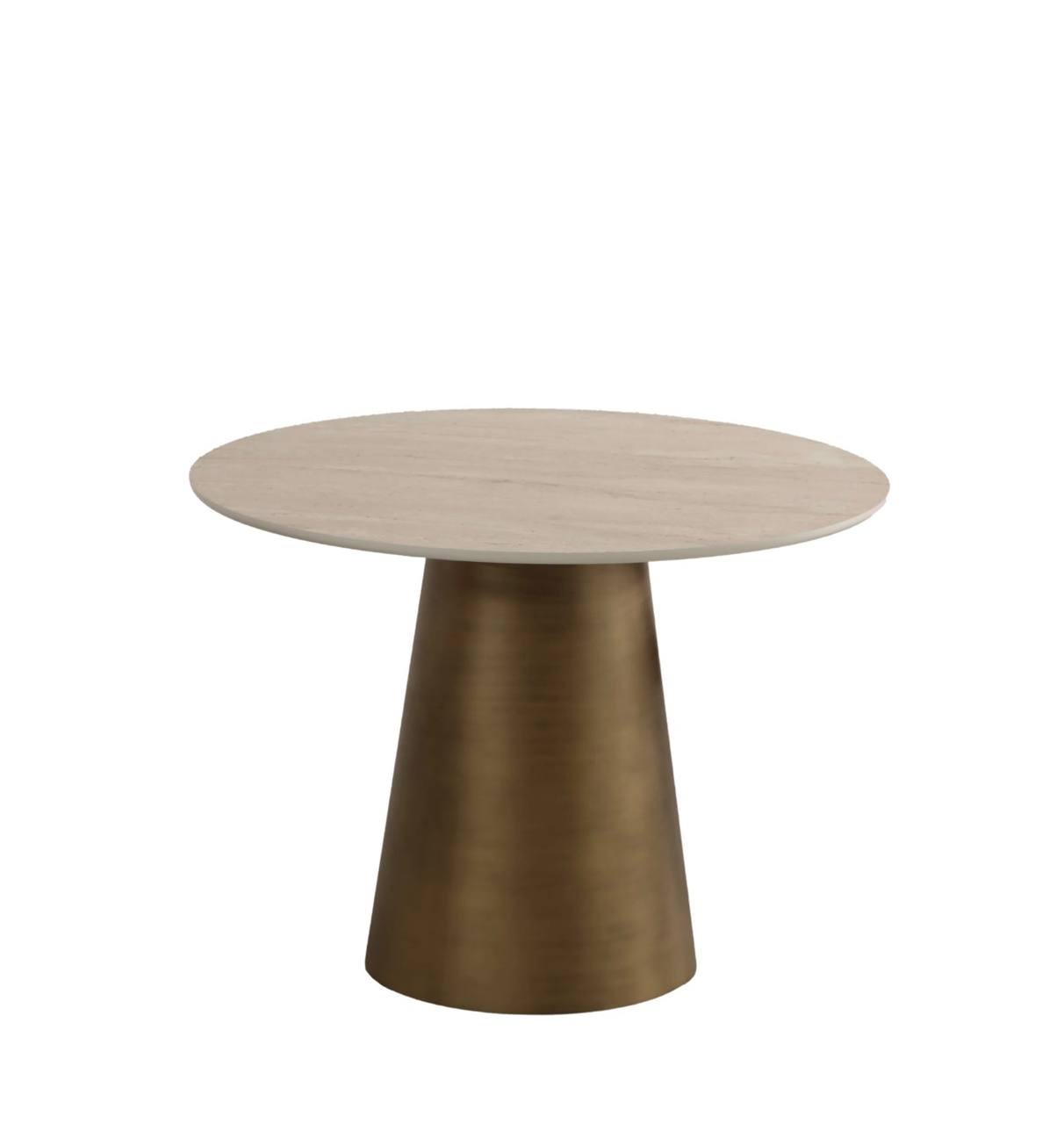 Masa de dining Dolce T rotundă, design contemporan minimalist, picior metalic conic mat, interior de lux