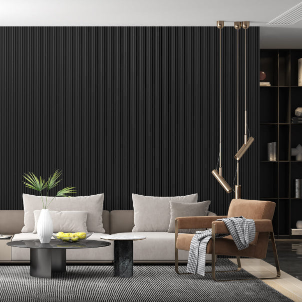 Riflaj decorativ din MDF Negru– ideal pentru decor interior modern și elegant.