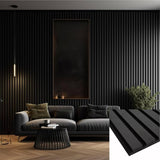 Riflaj decorativ din MDF Negru– ideal pentru decor interior modern și elegant.