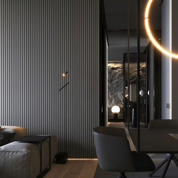 Riflaj decorativ din MDF Gri Antracit – ideal pentru decor interior modern și elegant.