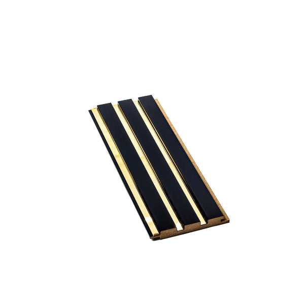 Riflaj decorativ din MDF Negru cu insertii gold– ideal pentru decor interior modern și elegant.