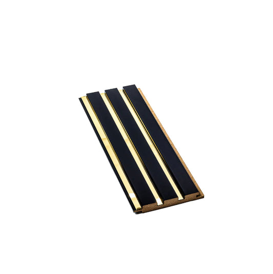 Riflaj decorativ din MDF Negru cu insertii gold– ideal pentru decor interior modern și elegant.