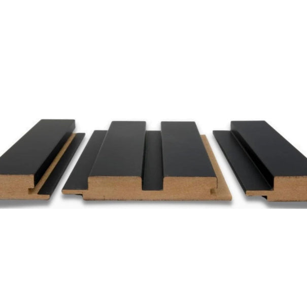 Riflaj decorativ din MDF Negru– ideal pentru decor interior modern și elegant.