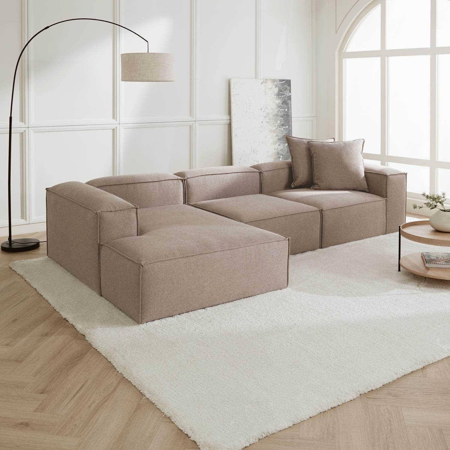 Canapea modulara Noma Calm vazuta frontal, design curat