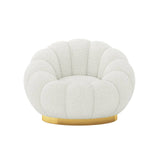 Fotoliu modern bouclé rotativ pentru living, șezut confortabil și aspect sofisticat